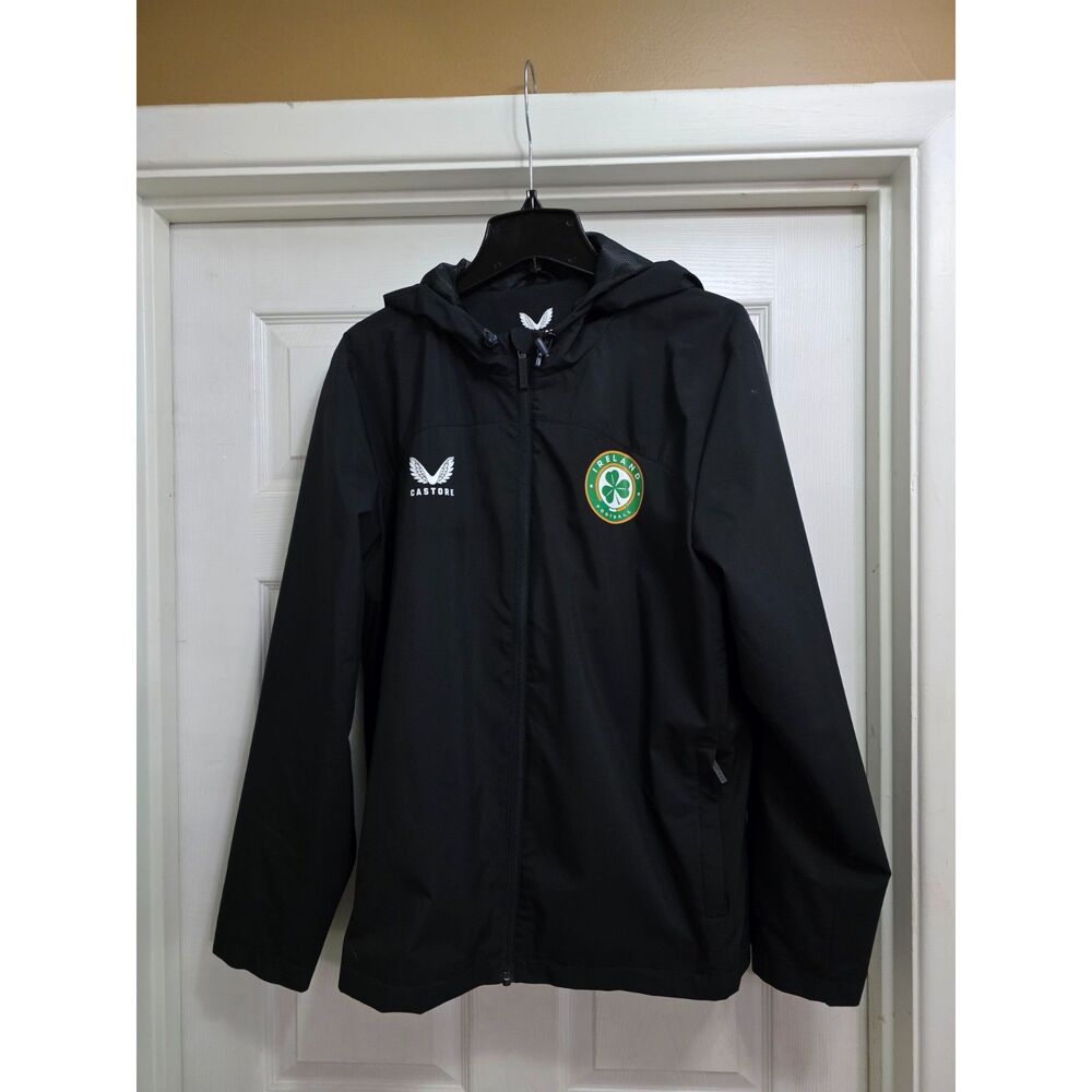 Castore Ireland Rain Jacket Black Waterproof Hooded Soccer Football XL USA 14